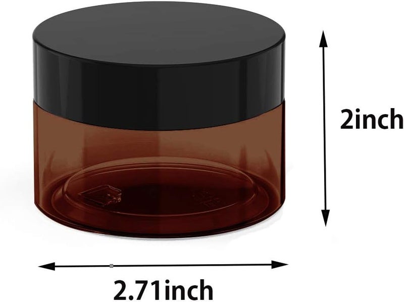 BallHull 4 oz Amber Plastic Cosmetic Jars Leak Proof Container with Black Lid for Cream, Lotion, Powder, ointment, Beauty Products etc, 12 Pcs. - Image 2